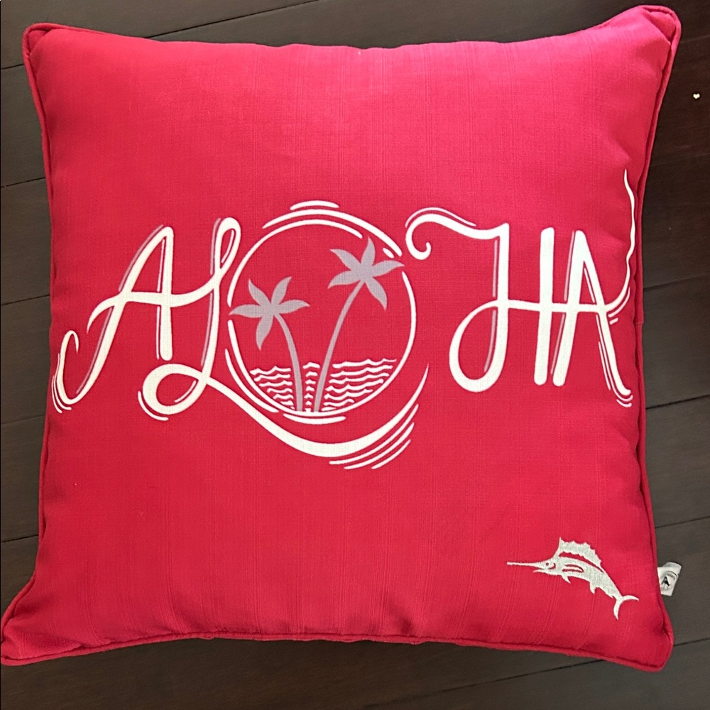 Tommy Bahama Red “Aloha” Throw Pillows Set/2 Indoor/Outdoor Tropical